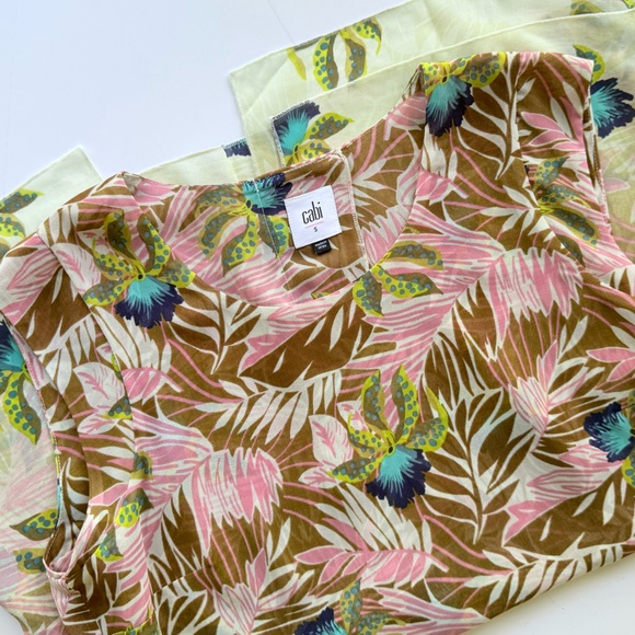 CAbi Tropical Orchid Print Ombré Gradient Print Top Size S - Picture 6 of 12